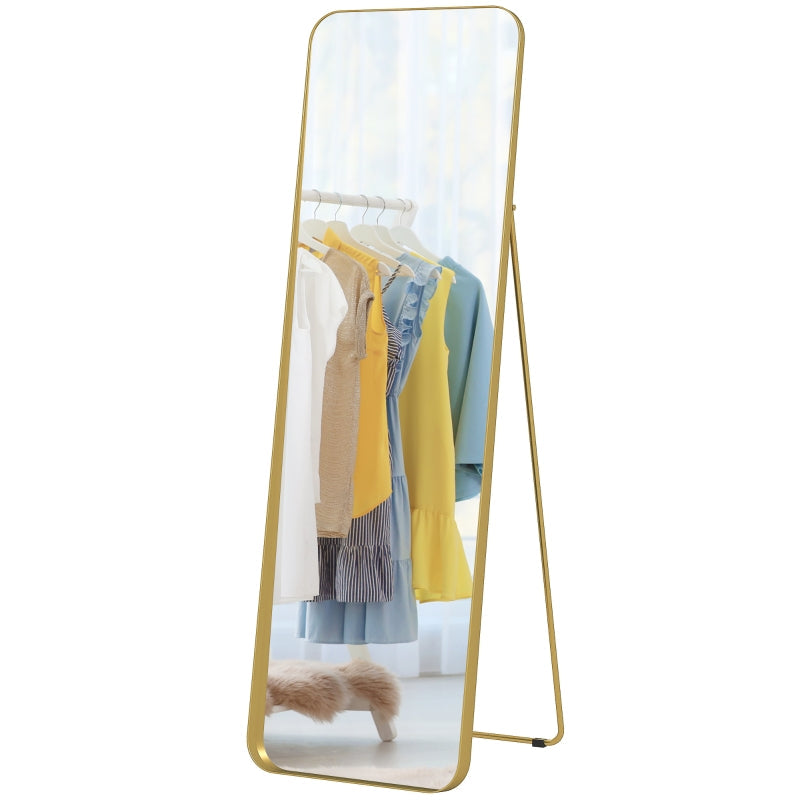 Full-Length Mirror, Freestanding, Tilting, Metal Frame, Gold