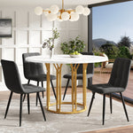 Round Dining Table Kitchen Breakfast Table Metal Legs Marble Pattern Gold/Black