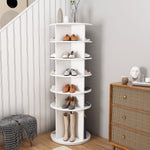 Rotating Shoe Rack 6-Tier 360° 24 Pair Capacity Boot Shelf - White