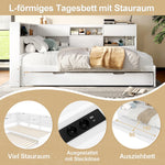 Daybed Sofa Bed with 90x200cm Storage Headboard and Extendable Bed, White