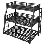 Triple Bunk Bed Frame 90x200/120x200/140x200cm, Black Metal