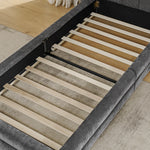 Single Bed 90x200 cm with Backrest, Dark Grey Chenille