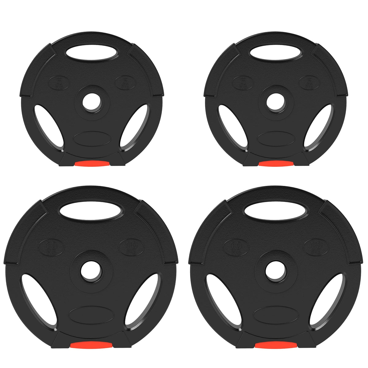 Dumbbell Weight Plate Set 4-Piece, 2x 5kg/10kg 30mm Bore, Black