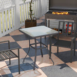 Garden Table Square Glass Weatherproof Black