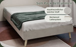 Modern Minimalist Bed Frame, 90x200 cm Low-Profile Base, Beige Dutch Velvet