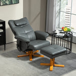 Recliner Chair with Reclining Function, Massage, Stool, Faux Leather, Dark Grey