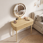 Dressing Table with LED Mirror & Drawers, 80x40x133 cm, Oak