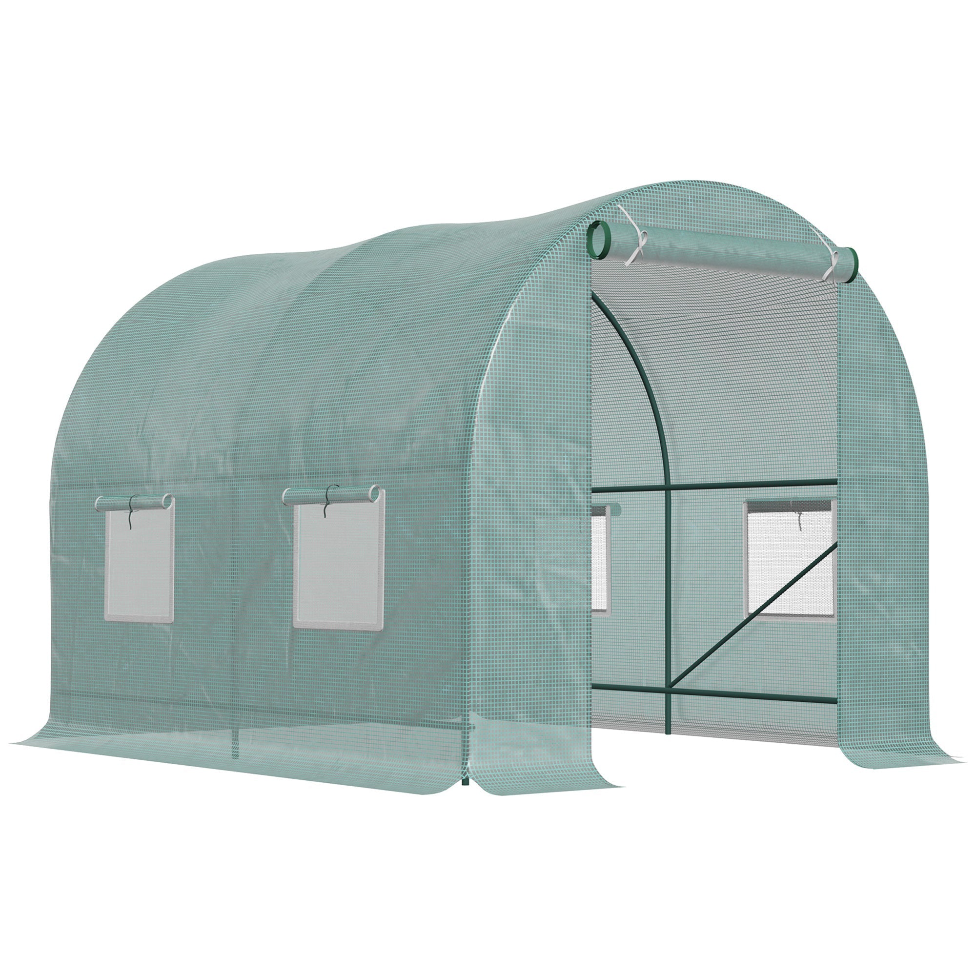 Polytunnel Greenhouse Film Tunnel with Window, Green