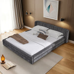 Double Bed 140x200cm Comfortable Backrest Chenille - Dark Grey