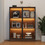 Glass Display Cabinet Collector's Stand LED Light 3-Tier Shelves Natural