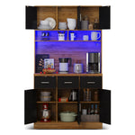 Multifunctional Buffet, 100x40x180cm with LED & App Control, Natural-colored/Black PB, MDF