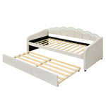 Daybed Sofa Bed 90x200cm Pull-out Bed Ambient Light Remote - Velvet Beige
