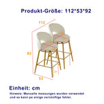 Chenille Swivel Bar Stools, Set of 2 with 360° Rotation and Cut-Out Backrest, Gold and White
