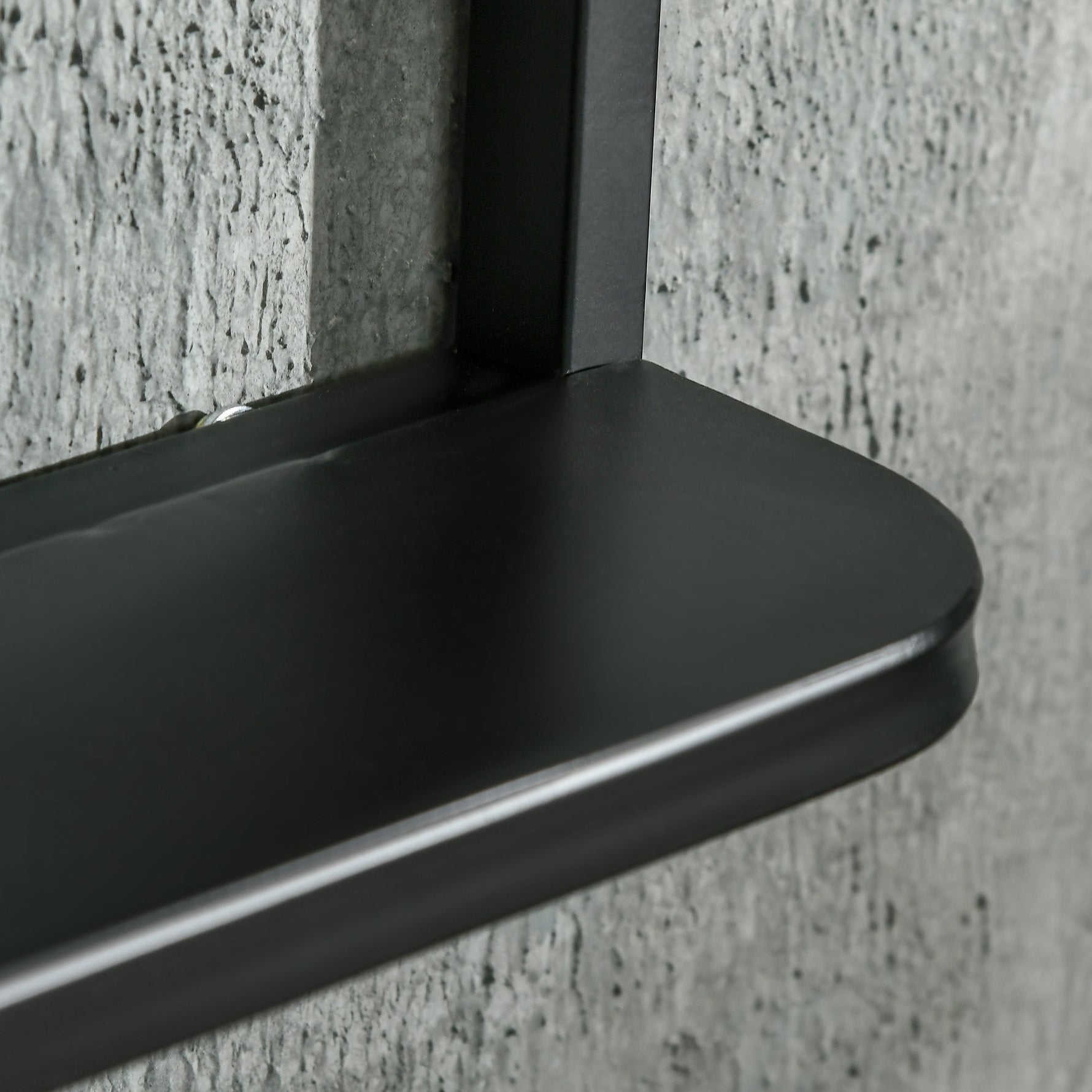 Wall Mirror with Shelf 70x50cm Modern Rectangular, Black