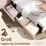 Upholstered Bed, Single with Drawers, Daybed, 90x190cm, Pink Velvet