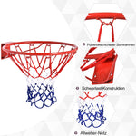 Basketball hoop net 46 cm, steel tube & nylon, red blue white