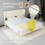 Upholstered Bed with Soft Headboard & Mattress, 160x200cm, Beige