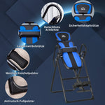 Inversion Table Foldable, Adjustable Backrest, Metal ABS Black Blue