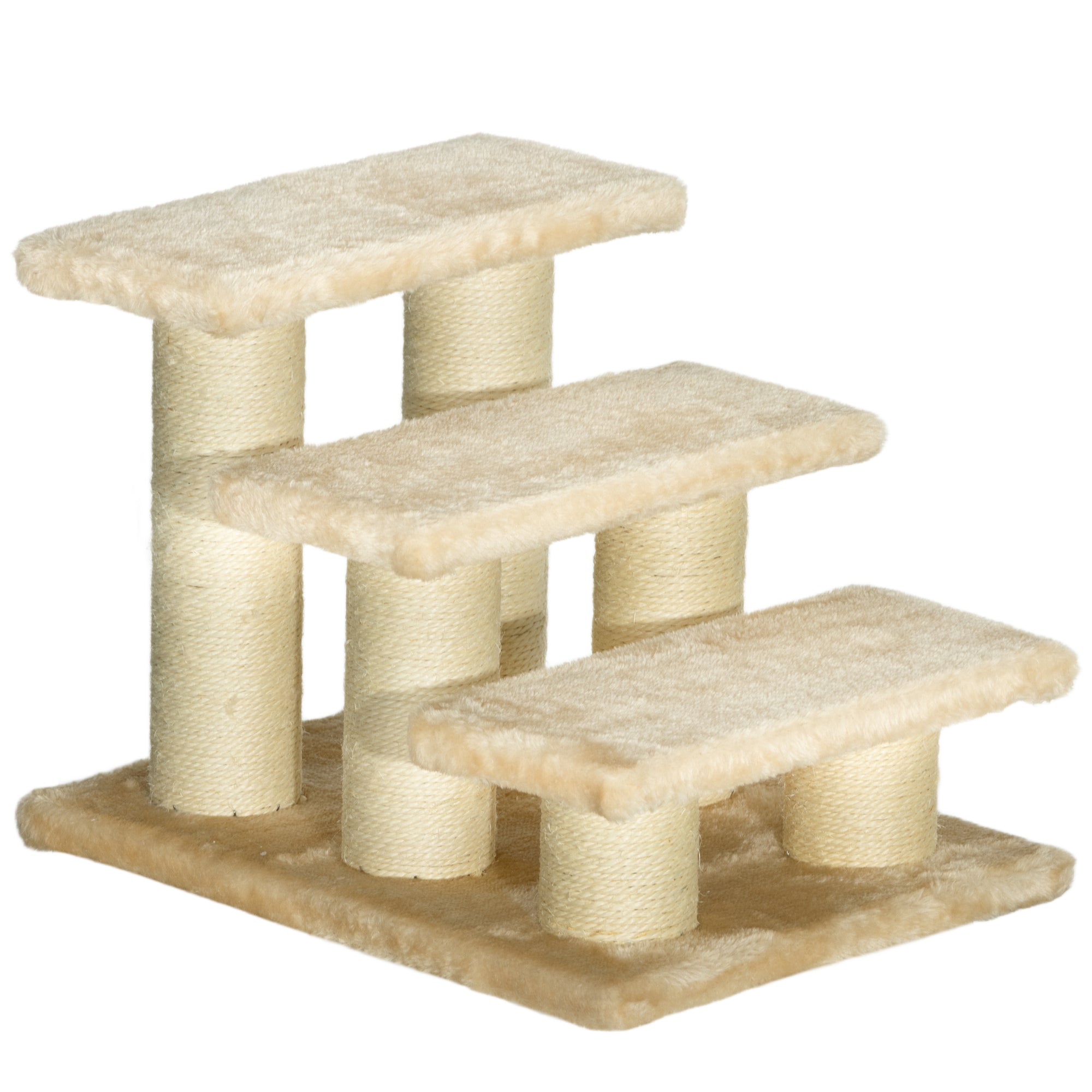 Cat Stairs, 11cm Step Height for Older Pets, Plush Cream