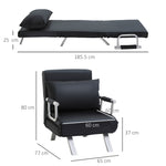 2-in-1 Sofa Bed Adjustable Backrest Removable Cover Polyester Black