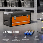 Tool Box with Drawer, Storage Compartment, Steel, Orange