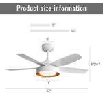 Ceiling Fan 42-Inch 22W LED Light Remote Control Reversible DC Motor White