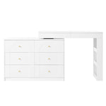 Rotating Dressing Table, LED Lighting, Vanity/Office Table, White