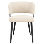 Ergonomic Dining Chair Set of 4 with Curved Backrest and Flannel Fabric, Beige/Grey