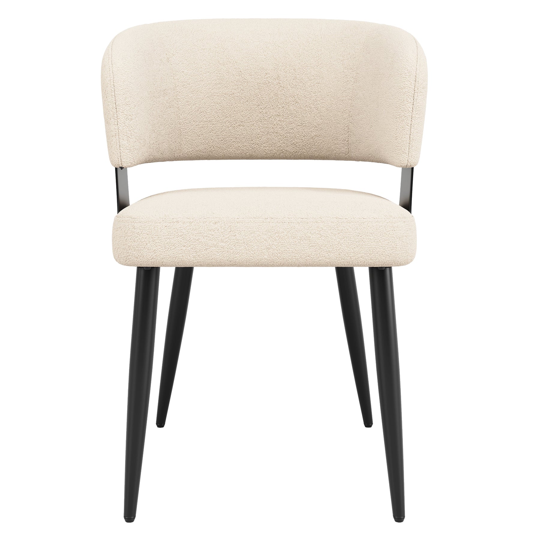 Ergonomic Dining Chair Set of 4 with Curved Backrest and Flannel Fabric, Beige/Grey