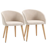 2 Upholstered Chairs Scandinavian Wooden Legs Non-Slip Pads - Beige
