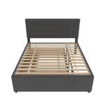 Upholstered Double Bed with 3 Drawers and Extendable Bed, 140x200cm, Grey