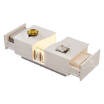 Modern LED Coffee Table, 2 Drawers 100x50x35cm, White High-Gloss MDF