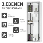 Medicine Cabinet First Aid Cabinet 20x12x58cm Home Office Stainless Steel Silver