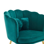 Chairs, Set of 6 Modern Velvet Upholstered with Petal Back, Gold Legs