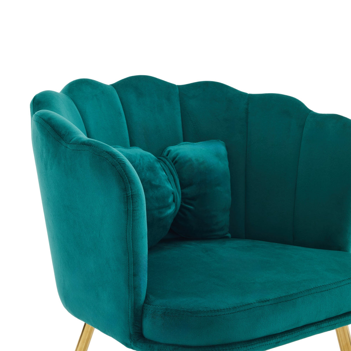 Chairs, Set of 6 Modern Velvet Upholstered with Petal Back, Gold Legs