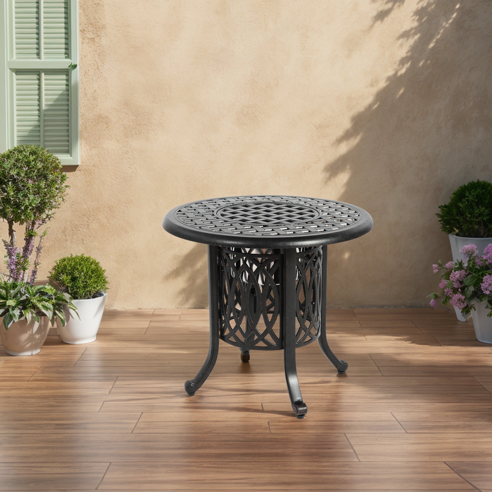 Aluminum Outdoor Table with Ice Bucket, Adjustable Foot Pads