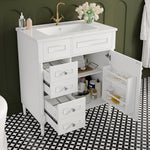 Bathroom Vanity Unit with Sink and 2 Storage Drawers, White