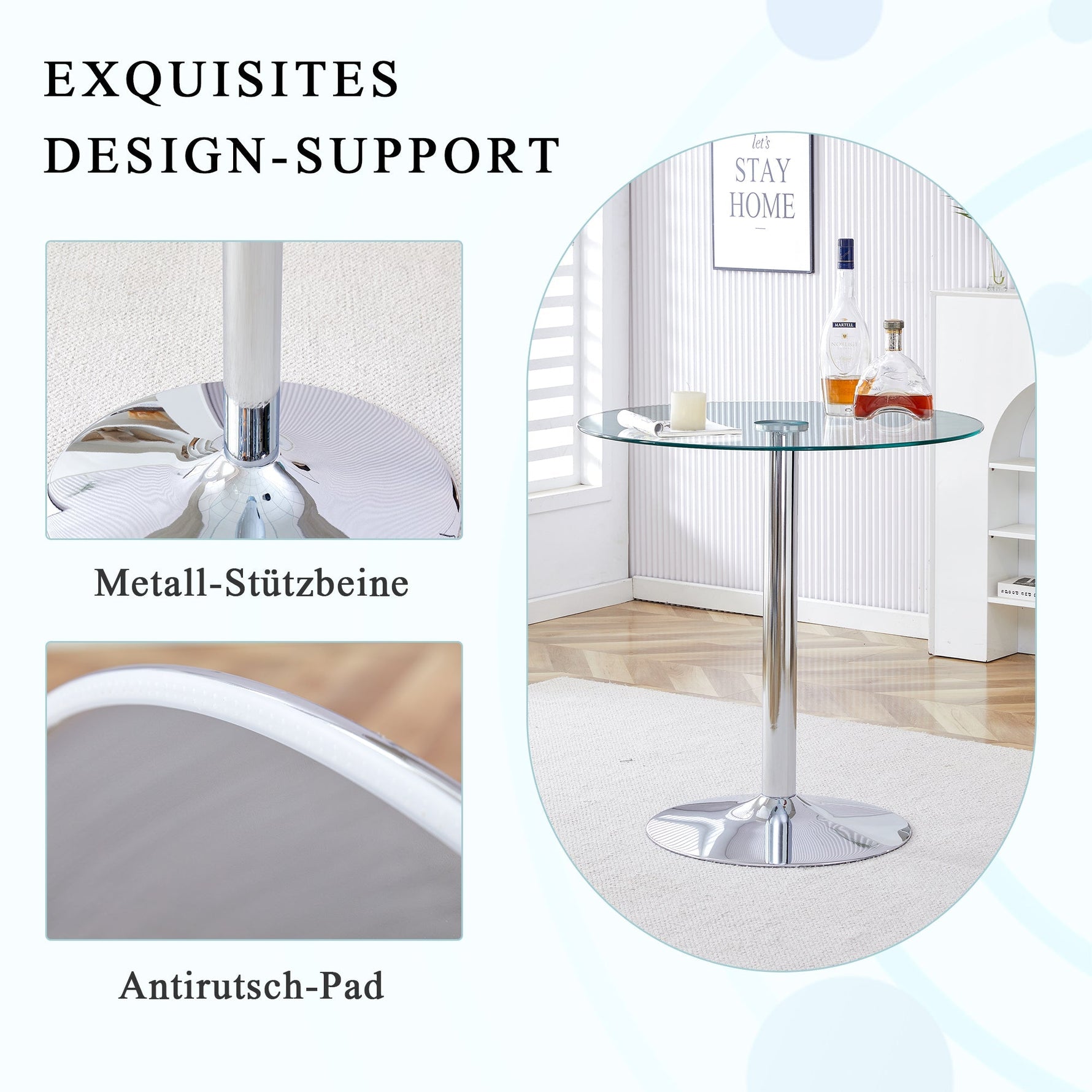 Modern Glass Beam Table Minimalist Ø89cm 92cm High