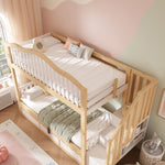 Children's Bunk Bed 90x200 with Storage & Stairs, White & Oak