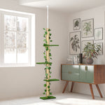 Cat Tree, Height Adjustable Jute, Green and Yellow