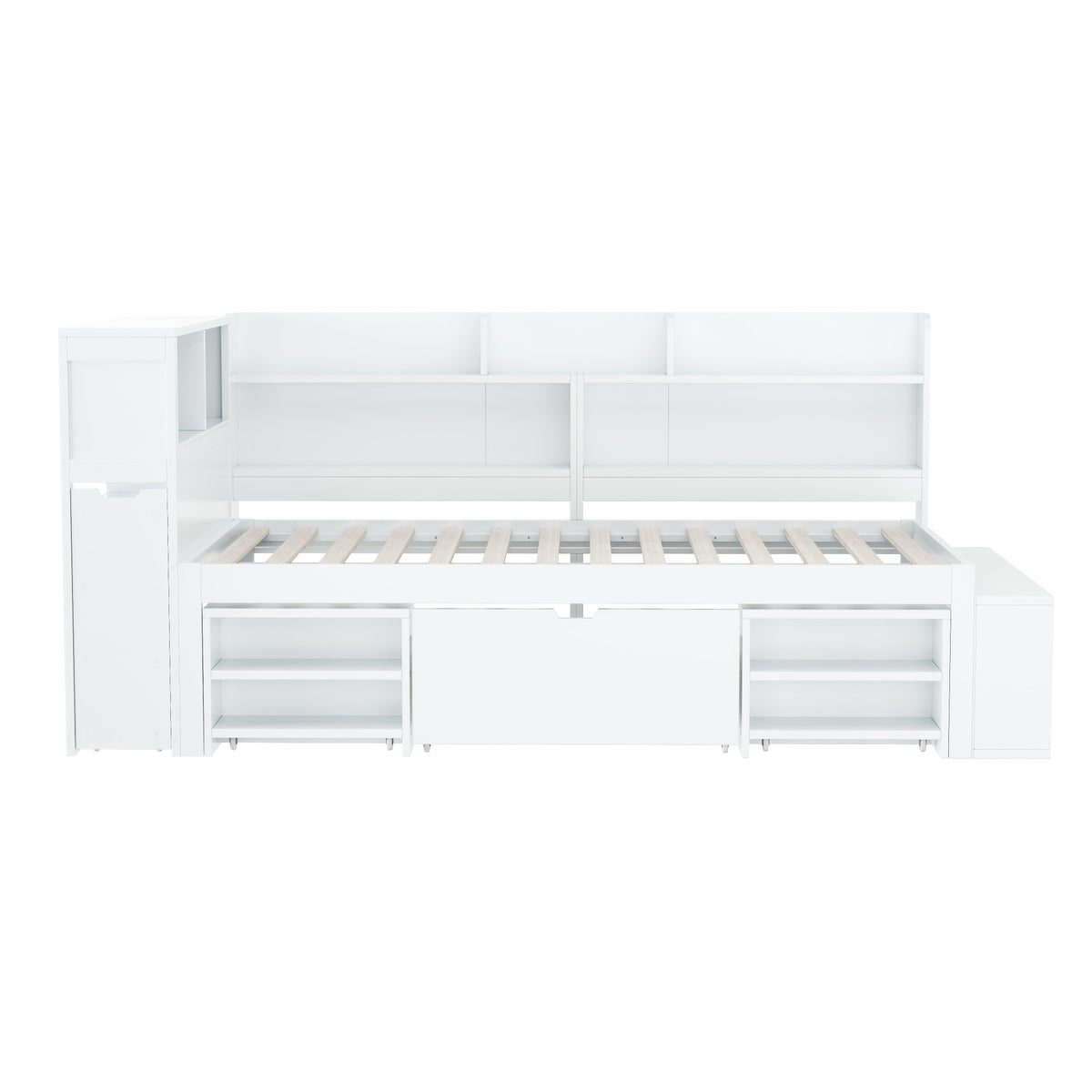 Children's Bed 90x200cm with Drawers & Bookshelf, White