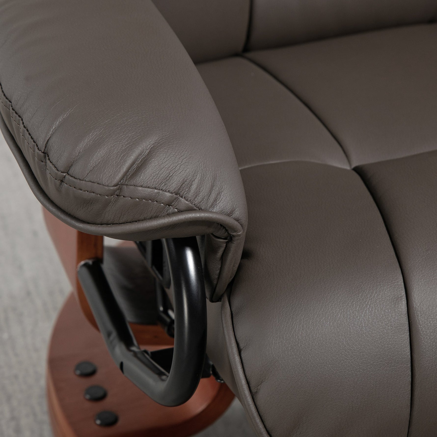 Reclining TV Armchair, Swivel Adjustable Backrest 150 kg Capacity, Faux Leather Brown