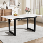 Extendable Dining Table 140/180cm Rectangular Industrial Style MDF White/Black