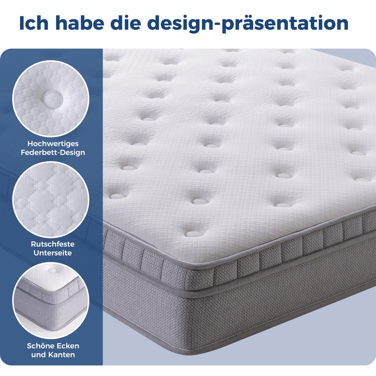 7-Zone Pocket Spring Mattress, 90x200cm H3 with Comfort Foam, OEKO-TEX Certified