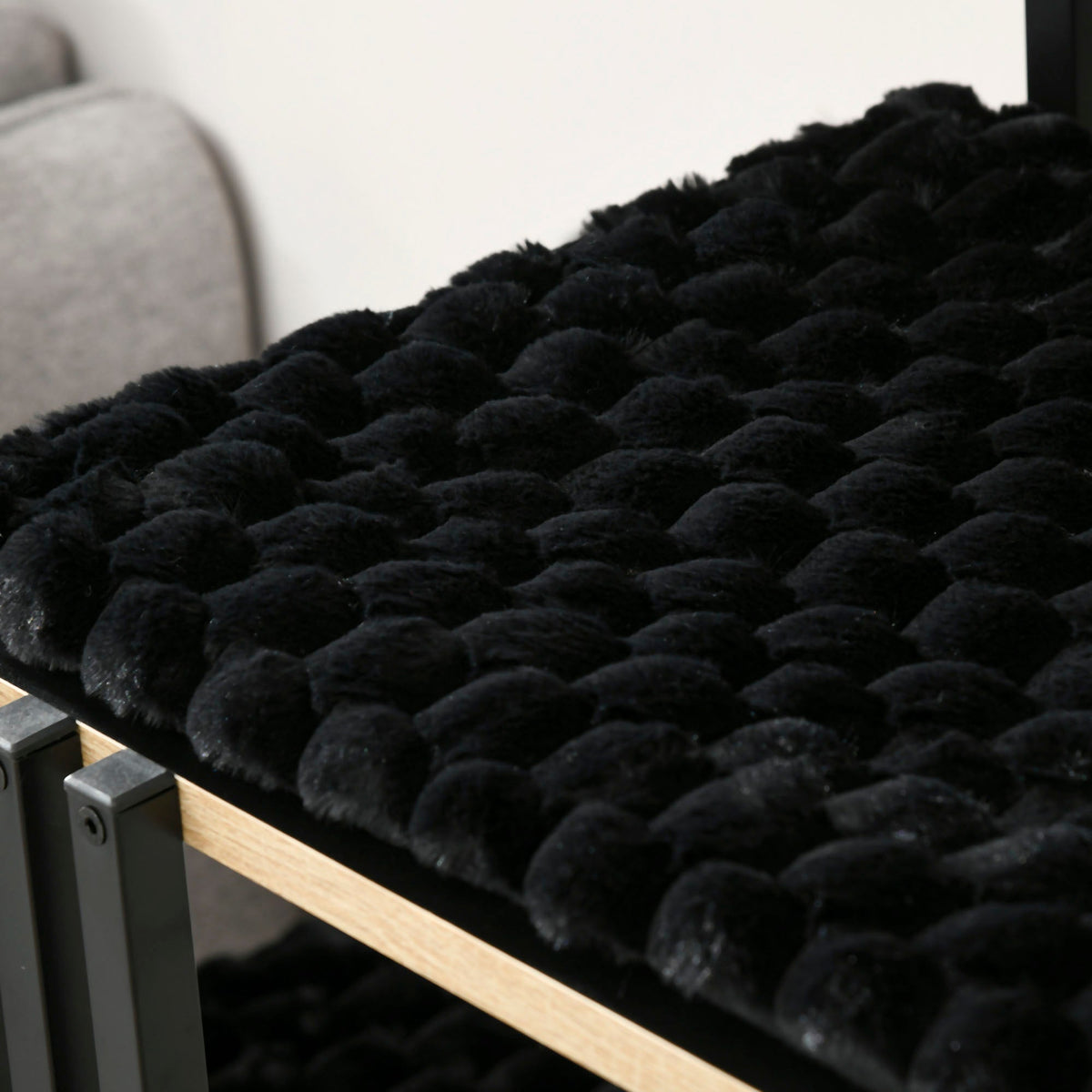 Cat Tree with Cushion, Scratching Board, 2 Platforms, Steel Black