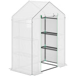 Greenhouse, Roll-Up Door, Window, Shelves, 143x74x190cm, White