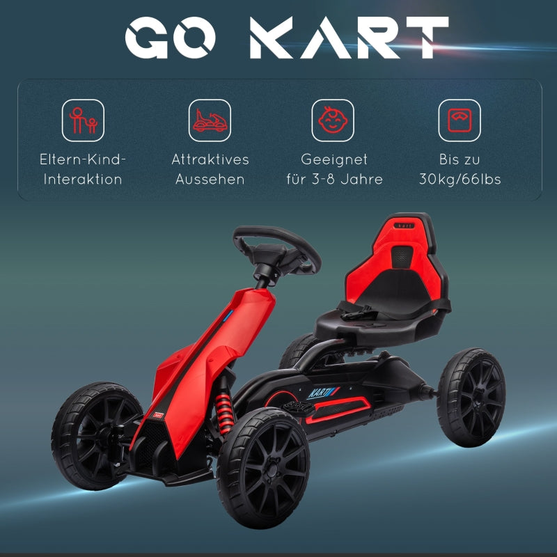 Gokart pedal car, adjustable seat, handbrake, for children 3-8 years, outdoor fun