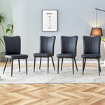 Dining Chair Modern Minimalist PU Leather Back Metal Legs - Black