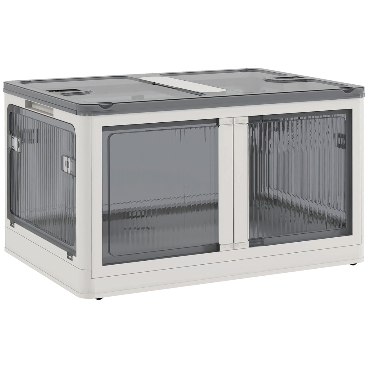 Storage Box 69L Stackable Foldable with Wheels, White