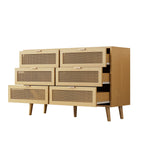 Chest of drawers with 6 drawers, metal handles, wood